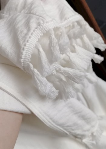 Beyaz Bohem kimono plaj - Görsel 8