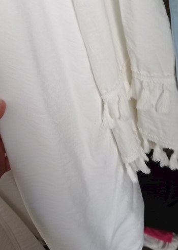 Beyaz Bohem kimono plaj - Görsel 5