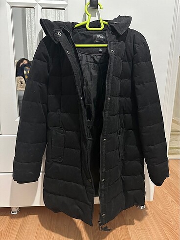 Mavi Jeans Mavi marka uzun siyah kapüşonlu mont