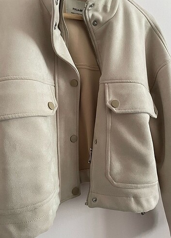 s Beden beyaz Renk Pull&Bear Bej Suet Bomber Ceket