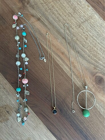 Accessorize 3 adet sarı metal kolye