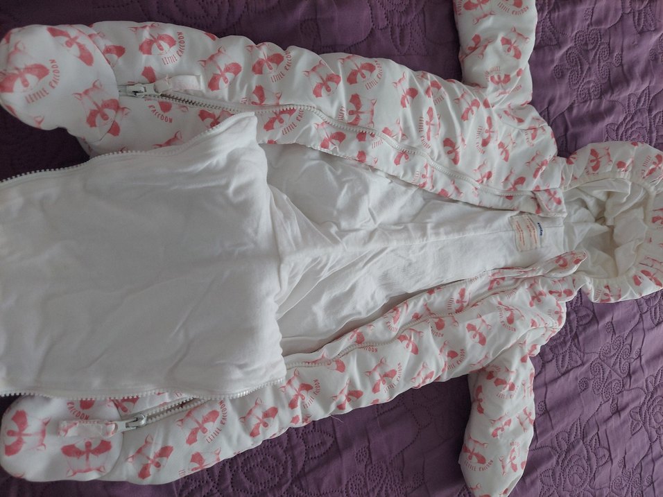 Bebek Kız Beyaz Kapüşonlu Tulum - Görsel 2