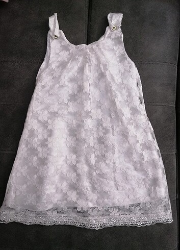 5 Yaş Beden beyaz Renk Kız çocuk elbise 