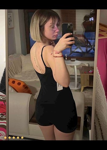 Siyah Mini Kadın tulum - Görsel 3