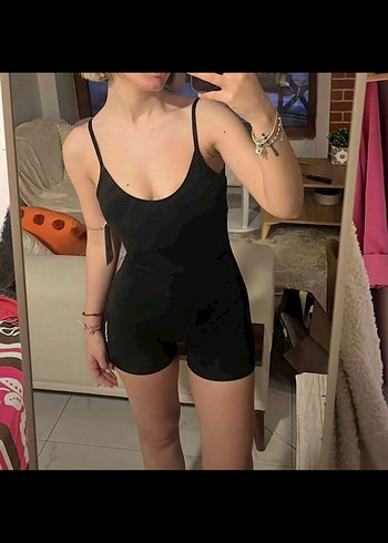 Siyah Mini Kadın tulum - Görsel 2