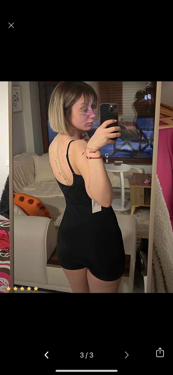 Siyah Mini Kadın tulum - Görsel 3