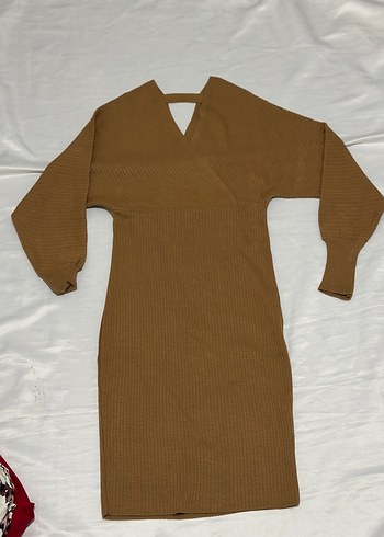 Kahverengi Süet Kemerli Midi Elbise - Görsel 7