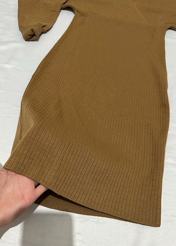 Kahverengi Süet Kemerli Midi Elbise - Görsel 8