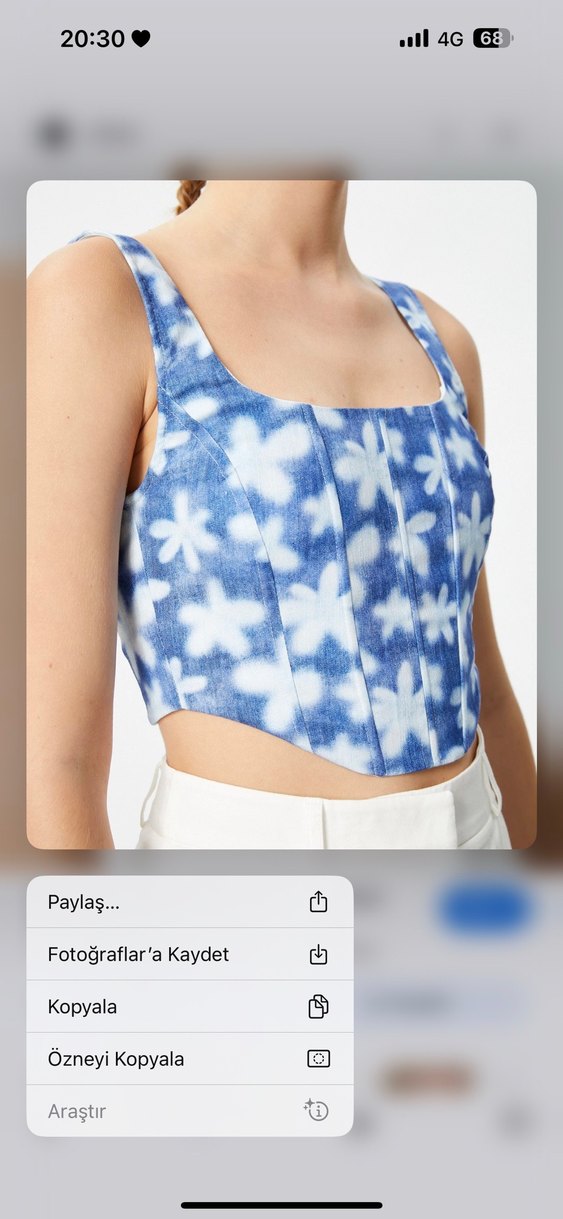 Mavi Çiçek Desenli Düğmeli Bustiyer - Görsel 2