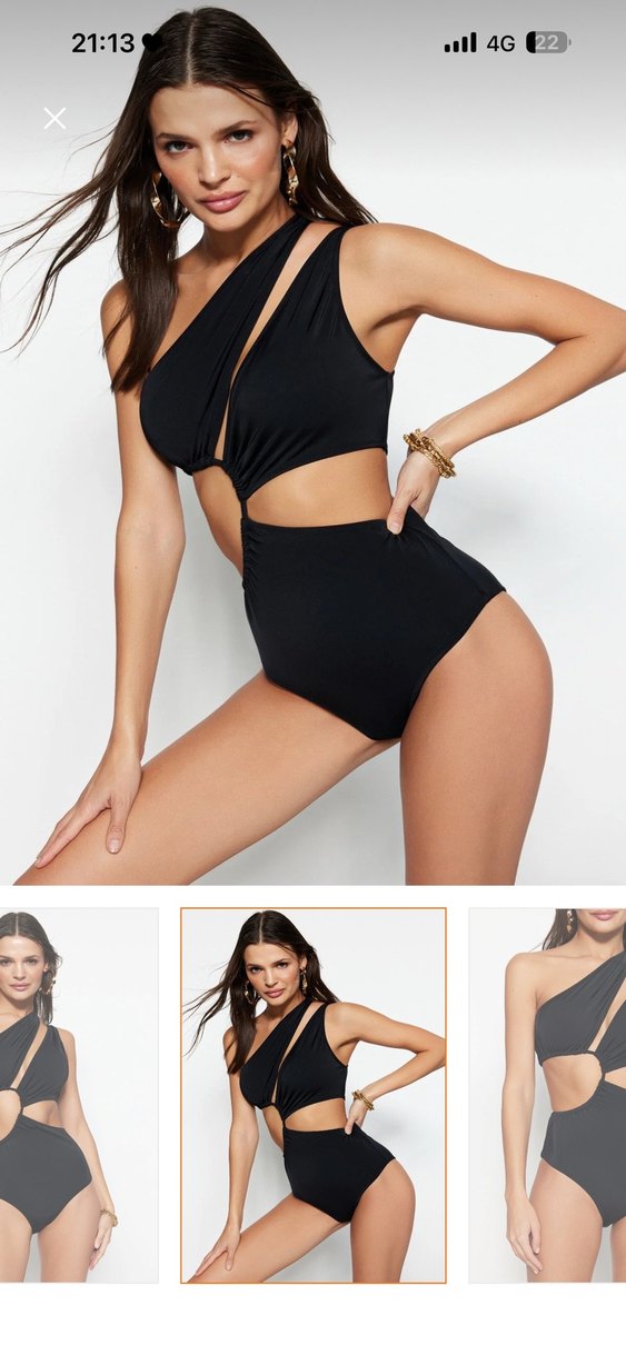 Siyah Strappy Mini Kadın Mayo - Görsel 2