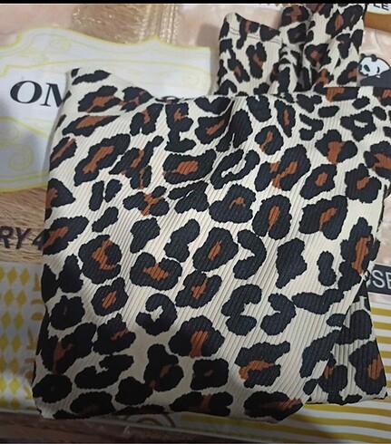 38 Beden kahverengi Renk Bluz leopar