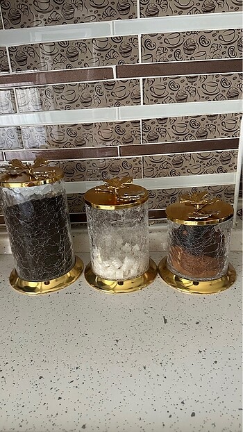 Üçlü cam baharat kavanoz seti