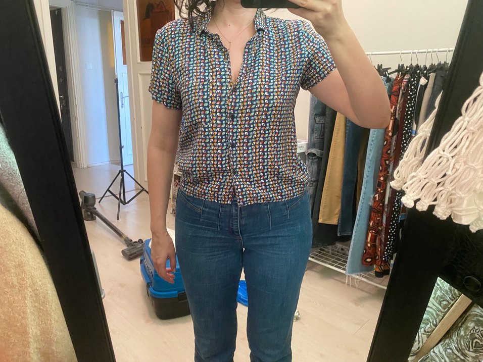 Renkli Tie-Dye Desenli Kısa Kollu Gömlek - Görsel 2