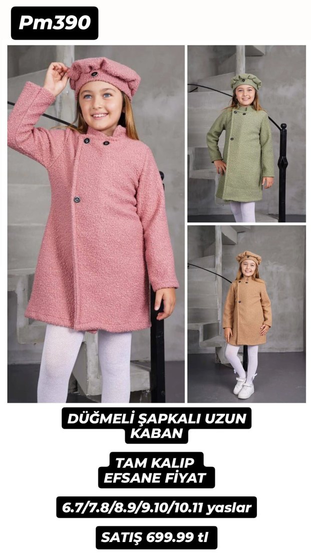 Kız Çocuk Gri Kaşe Kaban - Görsel 3