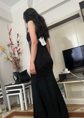 Siyah Straplez Uzun Abiye Elbise - Görsel 2