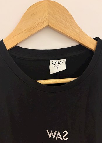 Zara Siyah V Yaka Baskılı Oversize Tişört