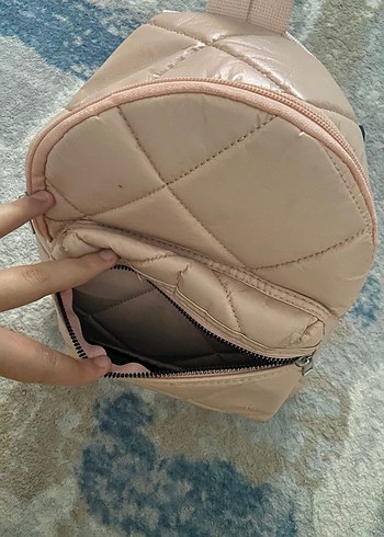  Beden ten rengi Renk Pudra Deri Fermuarlı Kadın Sırt Çantası