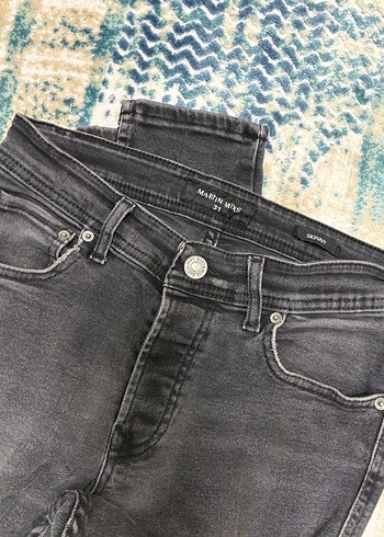 Gri Bağcıklı Regular Fit Erkek Kot Pantolon - Görsel 2