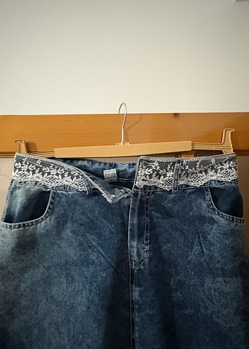 Bağcıklı Bohem Midi Denim Etek - Görsel 3
