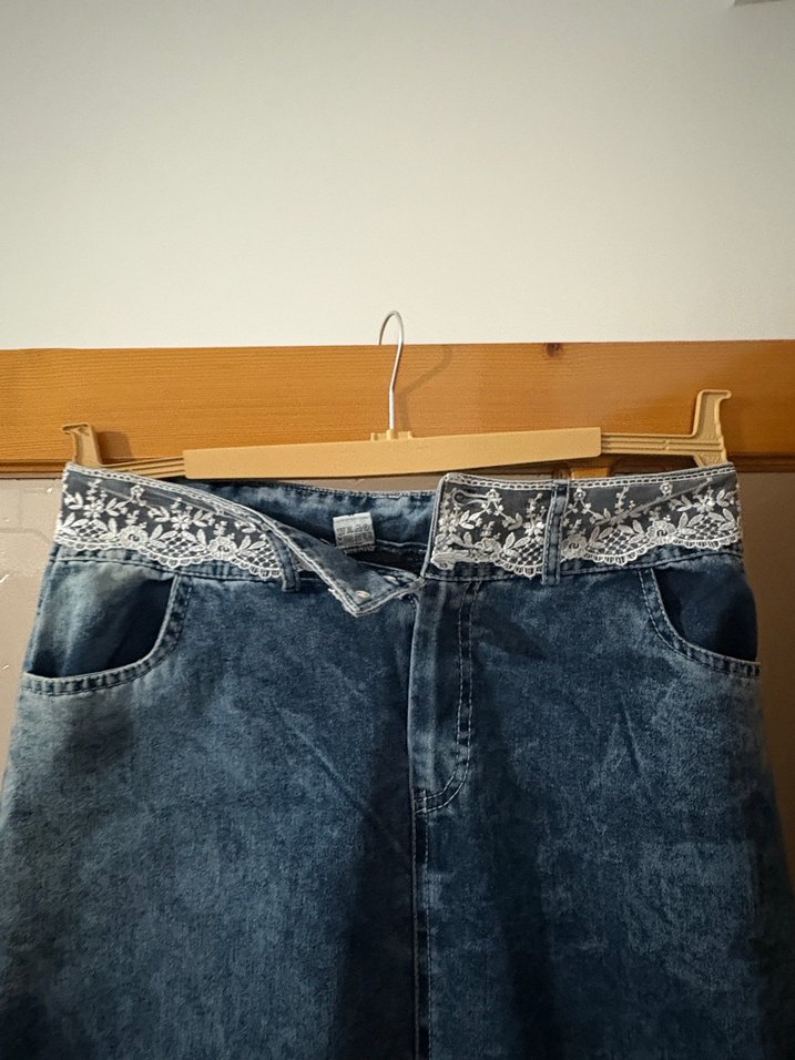 Bağcıklı Bohem Midi Denim Etek - Görsel 3