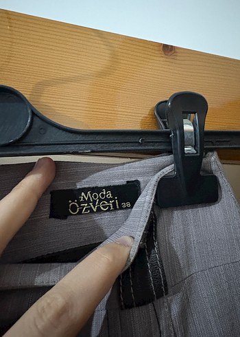 Gri Vintage Pilili Uzun Etek - Görsel 3