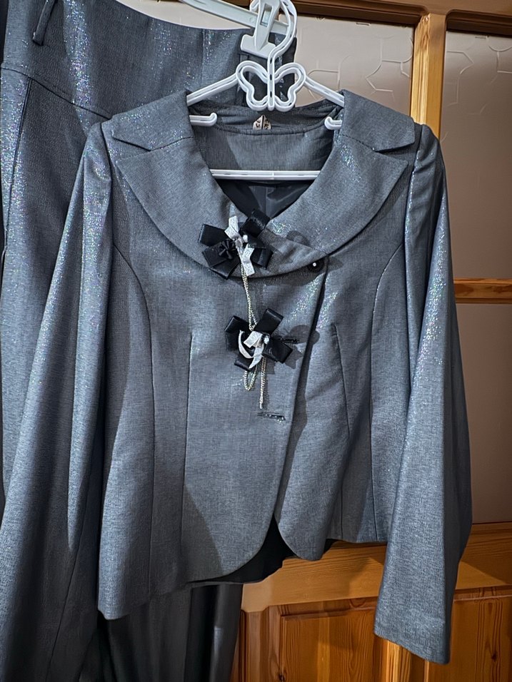 Uzun Kollu Gri Kadın Ofis Takımı - Görsel 2