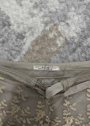 s Beden camel Renk Nakışlı Dantel Detaylı Bohem Mini Şort