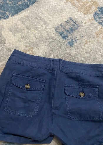 Zara Kadın Lacivert Düğmeli Mini Denim Şort