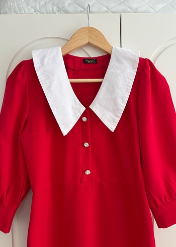 Zara Klasik Kesim Kırmızı Midi Elbise