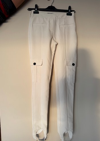 xs Beden beyaz Renk Beyaz Kemerli Kadın Kumaş Pantolon