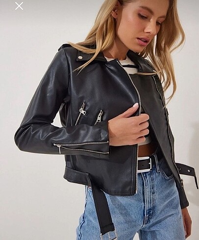 Deri Biker Ceket