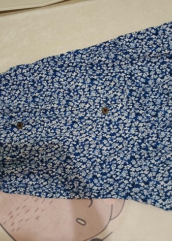 Düğmeli Mavi Desenli etek - Görsel 2