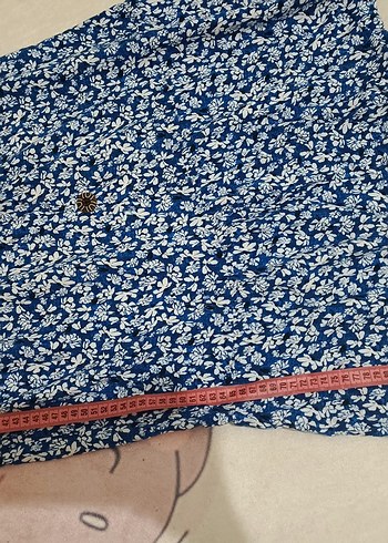 Düğmeli Mavi Desenli etek - Görsel 4