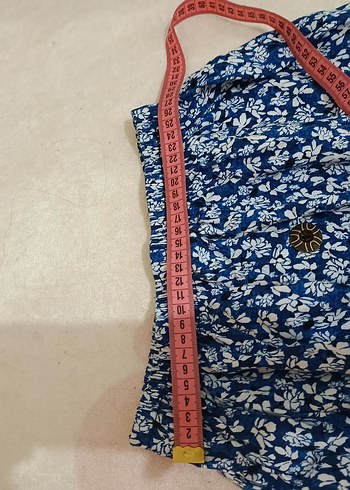 Düğmeli Mavi Desenli etek - Görsel 3