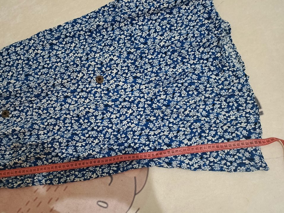 Düğmeli Mavi Desenli etek - Görsel 4