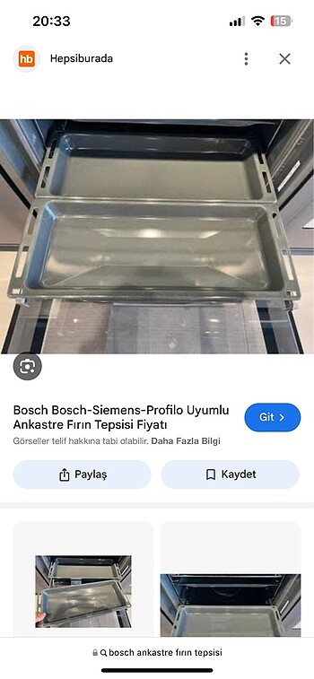 Bosch Bosch ankastre fırın tepsisi