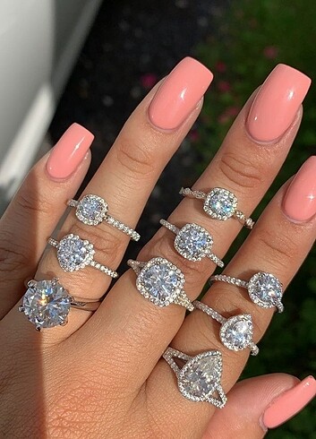 Accessorize Baget taşlı yüzük tek taş yüzük beş taş yüzük damla yüzük taşlı