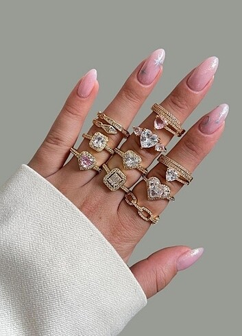 Accessorize Baget taşlı yüzük tek taş yüzük beş taş yüzük damla yüzük taşlı