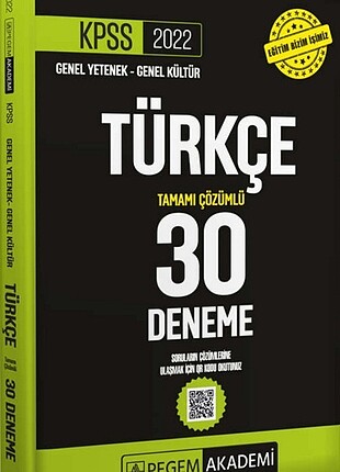 2022 kpss pegem Türkçe 30 deneme kitabı 