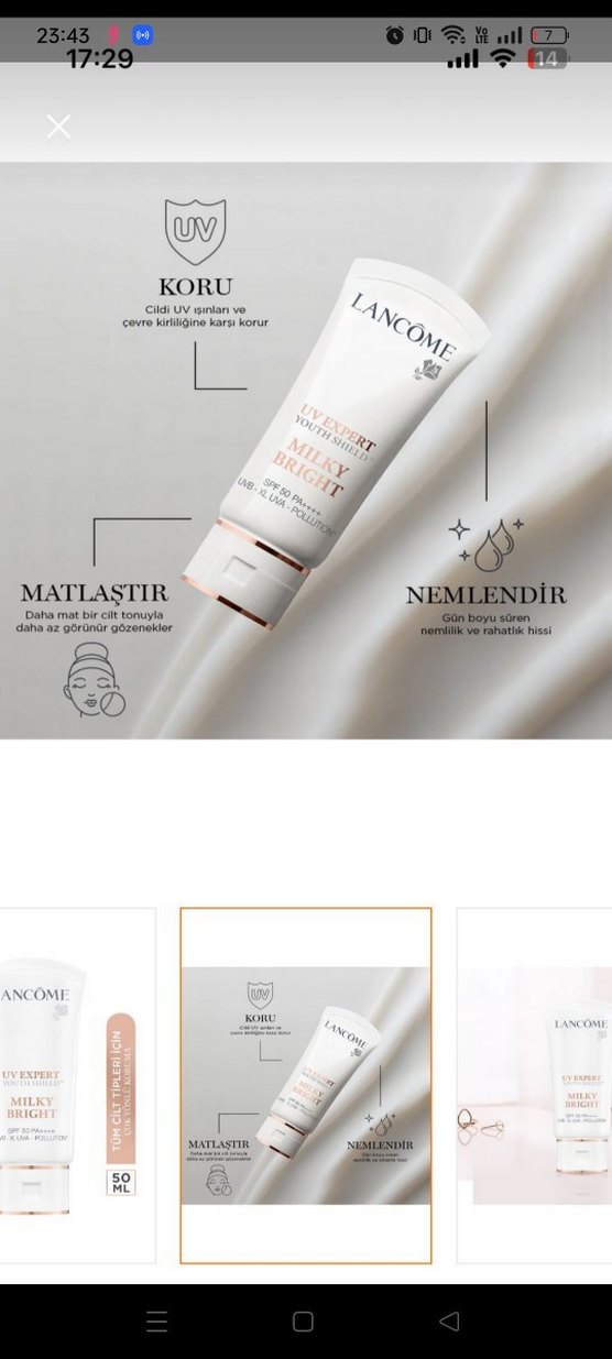 Lancôme UV Expert Milky Bright SPF50 Güneş Koruyucu 50ml - Görsel 2