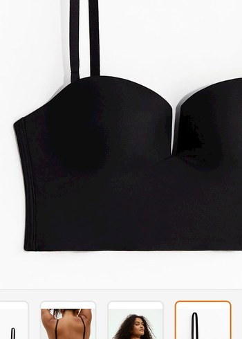 H&M sıfır ambalajında Siyah Straplez Mini Bustiyer - Görsel 6