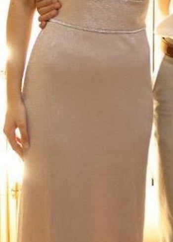 OLEG CASSİNİ markaBej Uzun Abiye Elbise V Yaka Drapeli - Görsel 3