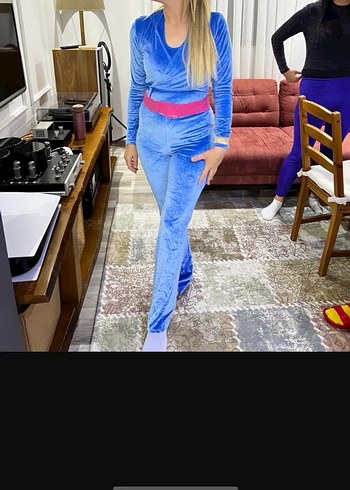 Kadın Mavi Straplez Uzun Takım - Görsel 3