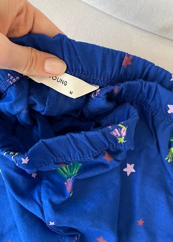 m Beden mavi Renk Kadın Mavi Kısa Kollu Mini Pijama Takımı