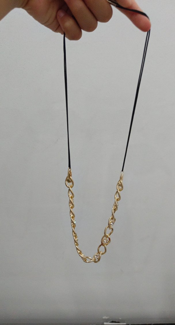 Zincir Detaylı Uzun Altın Kadın Kolye - Görsel 2