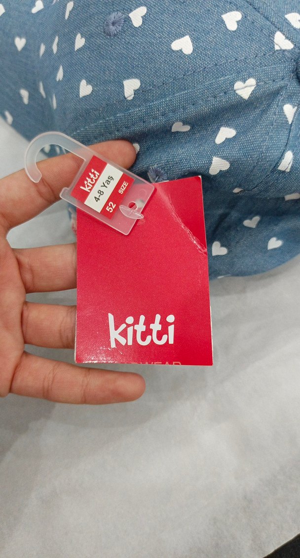 Düğmeli Açık Mavi Kalpli Denim Kadın Şapka - Görsel 3