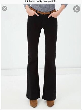 Pretty flare jeans ispanyol paça siyah kot koton