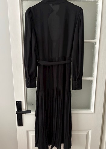 Siyah Piliseli Uzun Kadın Elbise - Görsel 5