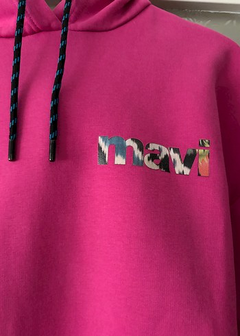 Kadın Pembe Kapüşonlu Renkli Baskılı Sweatshirt - Görsel 2