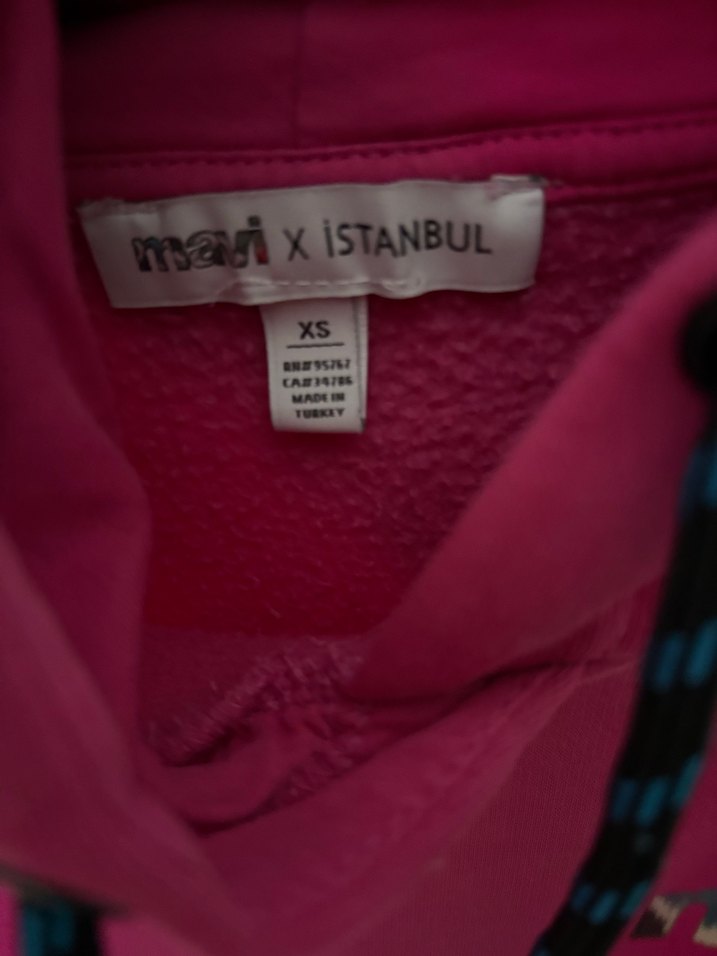 Kadın Pembe Kapüşonlu Renkli Baskılı Sweatshirt - Görsel 4